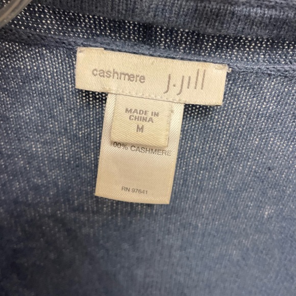 J Jill blue 100% cashmere open front sweater size medium - Picture 3 of 4